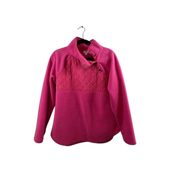 J. Crew Pink Quilted Button Up Pullover Sweater Size M - Picture 1 of 6